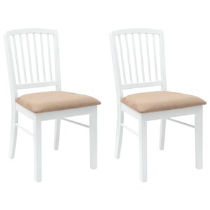vidaXL Cadeiras de Jantar 2 unid. Madeira de Borracha S&oacute;lida Branco