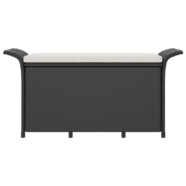 vidaXL Banco de jardim com almofad&atilde;o 116x46x57 cm vime PE preto