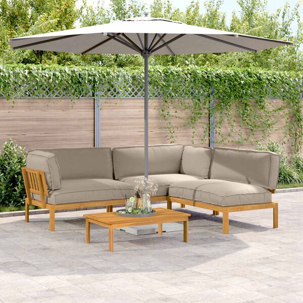 vidaXL Conjunto de Sof&aacute;s com almofada Liso 4 pcs Cinzento-acastanhado