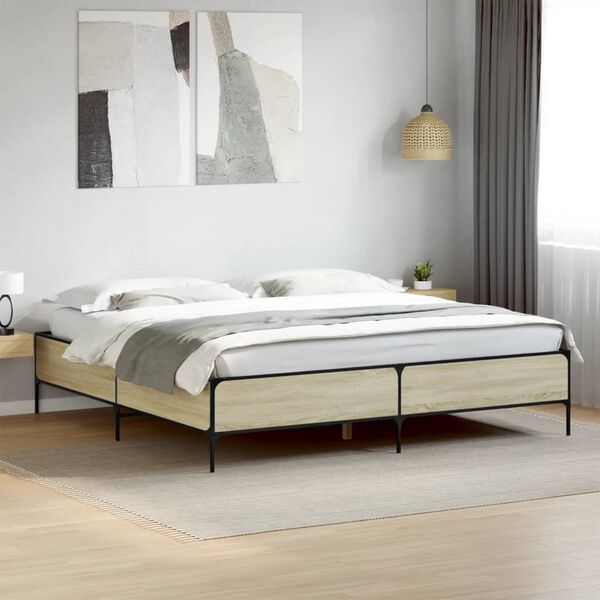 vidaXL Estrutura de cama 200x200 cm derivados madeira/metal