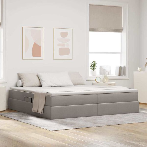 vidaXL Cama com arruma&ccedil;&atilde;o e colch&atilde;o Cinzento-acastanhado 200 x 200 cm