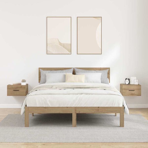 vidaXL Arm&aacute;rio de Cabeceira 2 pcs carvalho artisiano 35 x 35 x 20 cm