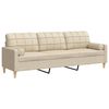 vidaXL Sof&aacute; 3 lugares com almofadas decorativas 210 cm tecido creme