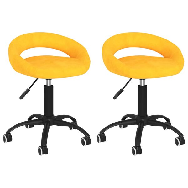 vidaXL Cadeiras de jantar girat&oacute;rias 2 pcs veludo amarelo mostarda