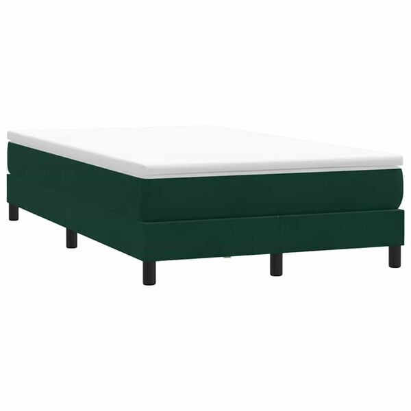 vidaXL Cama com molas sem colch&atilde;o 120x220 cm veludo verde-escuro