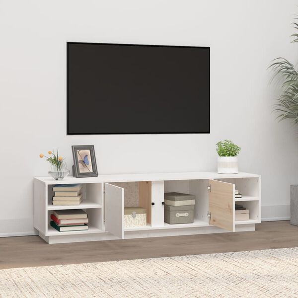 vidaXL Móvel de TV 156x40x40 cm madeira de pinho maciça branco