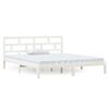 vidaXL Estrutura de cama casal 135x190 cm madeira maci&ccedil;a branco