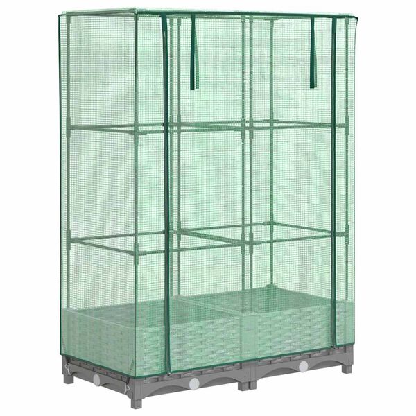 vidaXL Canteiro elevado com cobertura de estufa aspeto de vime