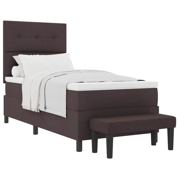 vidaXL Cama Box com colch&atilde;o Marrom Escuro 90 x 190 cm tecido