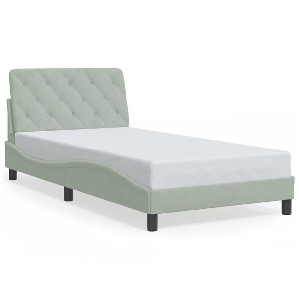 vidaXL Estrutura de cama sem colchão 100x200 cm veludo cinzento-claro