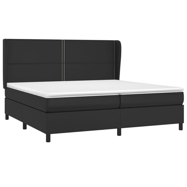 vidaXL Cama com molas/colchão 200x200 cm couro artificial preto