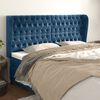 vidaXL Cabeceira cama c/ abas veludo 183x23x118/128 cm azul-escuro