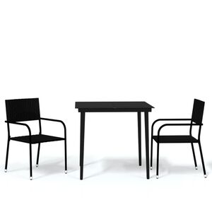vidaXL 3 pcs conjunto de jantar para jardim preto