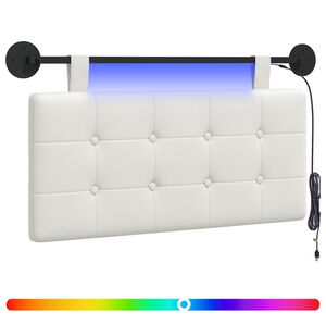 vidaXL Cabeceira suspensa Com luz LED Branco Couro Sint&eacute;tico