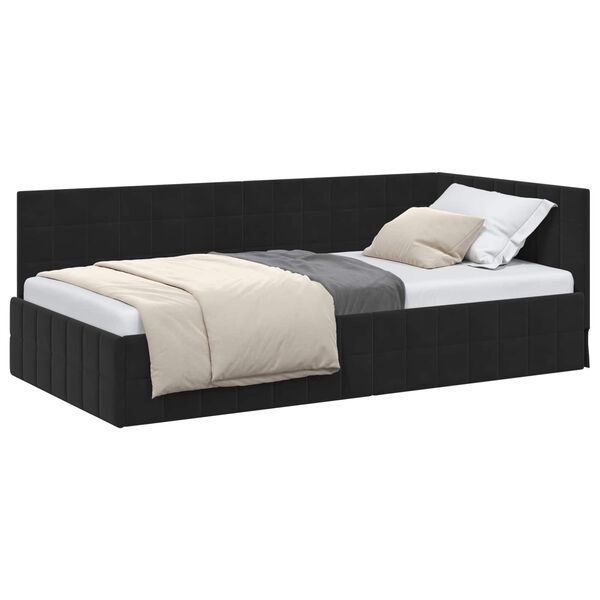 vidaXL Estrutura de Cama de Canto Preto 100 cm x 200 cm Veludo