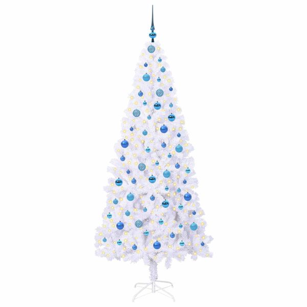 vidaXL &Aacute;rvore de Natal Artificial com 300 LEDs Branco 210 cm PVC e A&ccedil;o