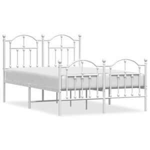 vidaXL Estrutura de cama com cabeceira e p&eacute;s 120x190 cm metal branco