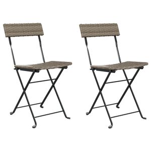vidaXL Conjunto de 2 cadeiras dobr&aacute;veis em rattan sint&eacute;tico cinza e a&ccedil;o.