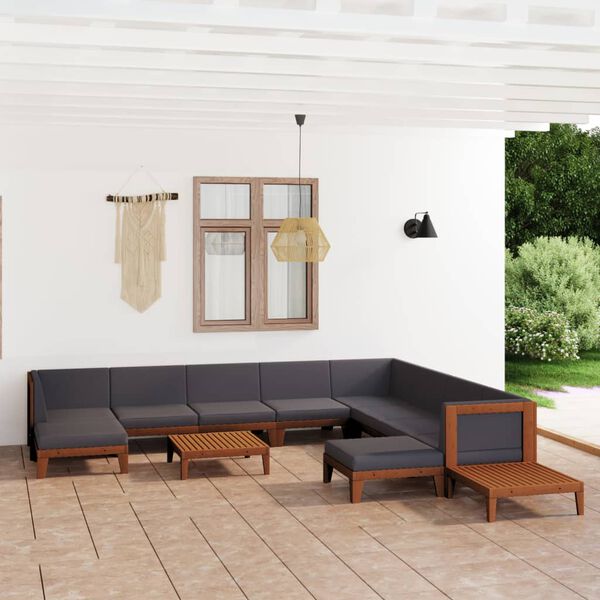vidaXL 12 pcs conjunto lounge de jardim c/ almofadões acácia maciça