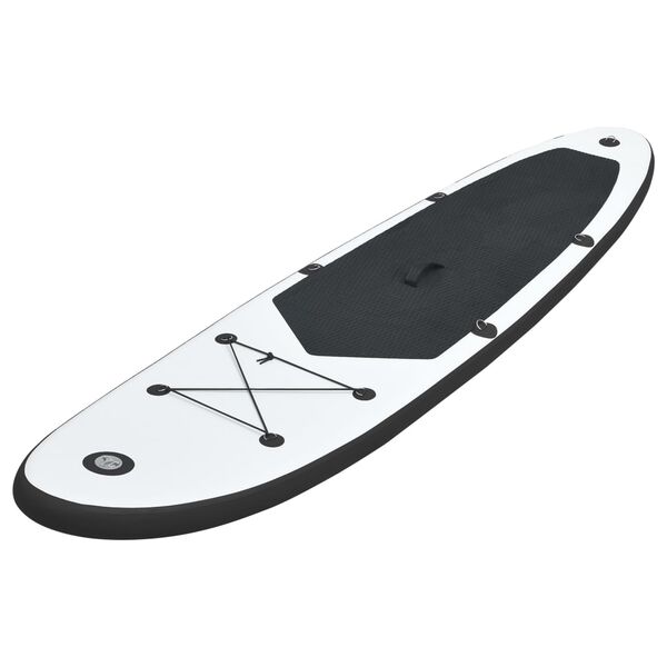 vidaXL Conjunto prancha de paddle SUP insuflável preto e branco