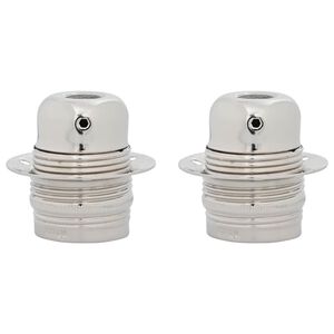 vidaXL Casquilhos de l&acirc;mpadas 2 pcs N&iacute;quel acetinado E27