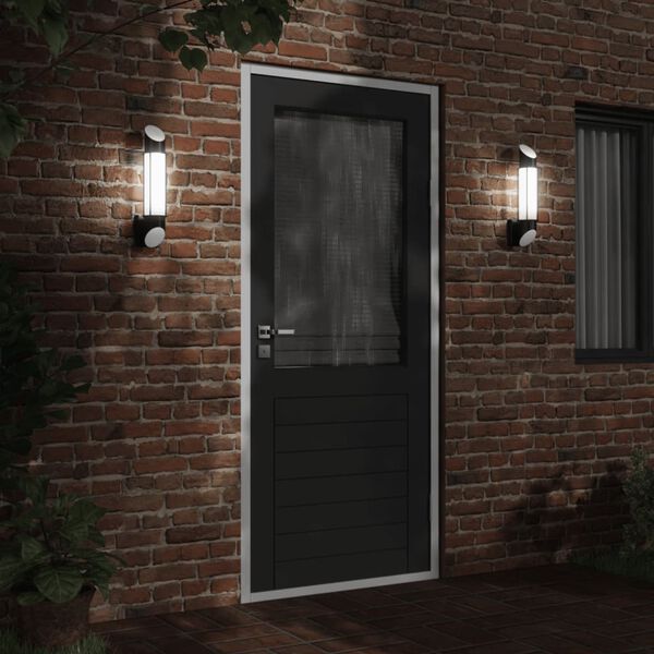 vidaXL Candeeiros de parede p/ exterior 2 pcs a&ccedil;o inoxid&aacute;vel preto