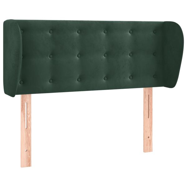 vidaXL Cabeceira de cama c/ abas veludo 83x23x78/88cm verde-escuro