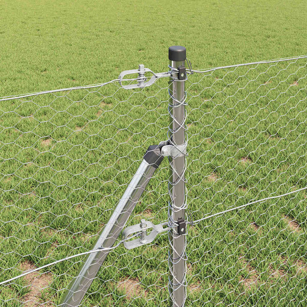 vidaXL Poste de Cerca Prateado 10 x 0,6 m (malha de 25 mm) A&ccedil;o