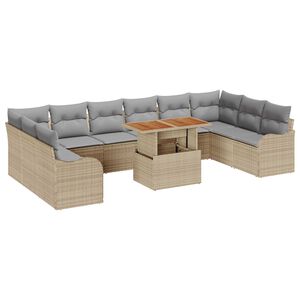 vidaXL Conjunto de Sof&aacute; de Jardim 11 pcs Bege Rattan Sint&eacute;tico