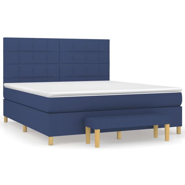 vidaXL Cama com molas/colch&atilde;o 180x200 cm tecido azul