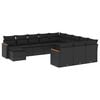 vidaXL 12 pcs conjunto de sof&aacute;s de jardim c/ almofad&otilde;es vime PE preto