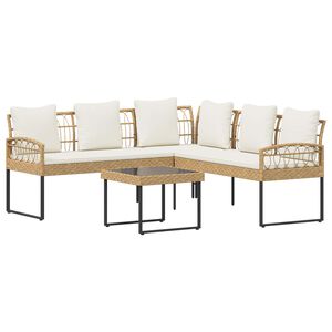 vidaXL Conjunto de Sof&aacute; de Jardim com almofada 2 pcs Natural A&ccedil;o