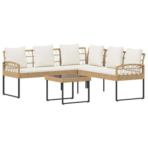 vidaXL Conjunto de Sof&aacute; de Jardim com almofada 2 pcs Natural A&ccedil;o