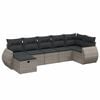 vidaXL 7 pcs conjunto sof&aacute;s p/ jardim c/ almofad&otilde;es vime PE cinzento