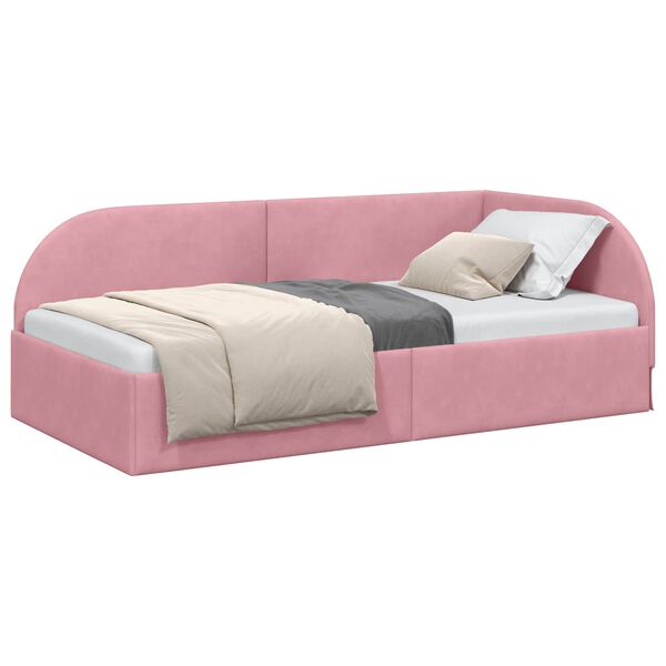 vidaXL Estrutura de Cama de Canto com cabeceira Rosa 100 cm x 200 cm