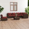 vidaXL 7 pcs conjunto lounge jardim c/ almofadões vime PE castanho