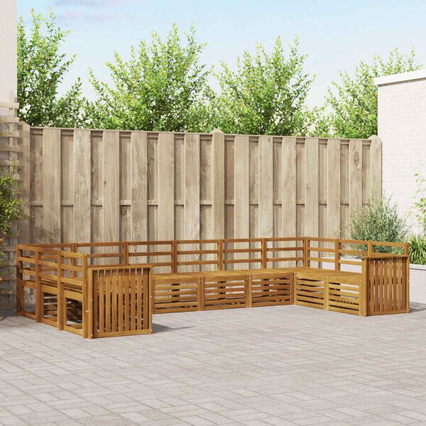 vidaXL Conjuntos de sof&aacute;s 10 pcs Natural Madeira S&oacute;lida de Ac&aacute;cia