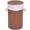 vidaXL Cesto redondo para roupa suja bambu castanho