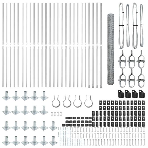 vidaXL Poste de Cerca Prateado 50 x 1,4 m (malha de 50 mm) A&ccedil;o