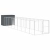 vidaXL Casota p/ c&atilde;es c/ parque 214x1069x181cm a&ccedil;o galvaniz. antracite