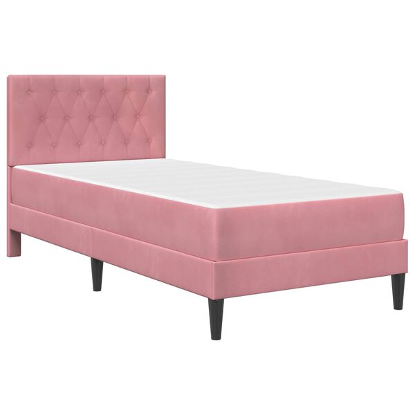 vidaXL Estrutura de cama com colch&atilde;o Rosa 80 x 200 cm Veludo