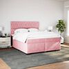 vidaXL Cama com molas/colch&atilde;o 200x200 cm veludo rosa