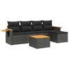 vidaXL 6 pcs conjunto sof&aacute;s de jardim c/ almofad&otilde;es vime PE preto