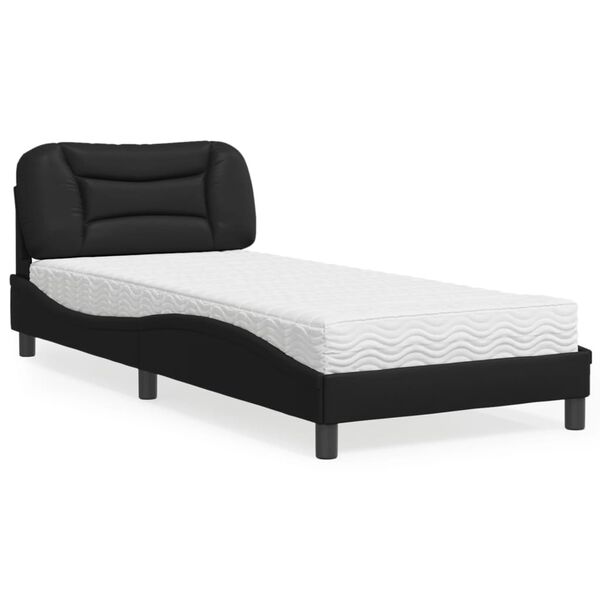 vidaXL Cama com colch&atilde;o Hvar 80x200 cm couro artificial preto