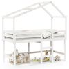 vidaXL Cama alta c/ escada e telhado 90x190 cm pinho maci&ccedil;o branco