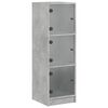 vidaXL Aparador alto c/ portas de vidro 35x37x109 cm cinzento cimento