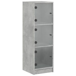 vidaXL Aparador alto c/ portas de vidro 35x37x109 cm cinzento cimento