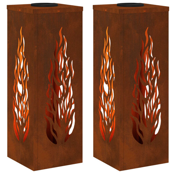 vidaXL Luz Solar LED de Caminho 2 pcs A&ccedil;o Corten A&ccedil;o Corten