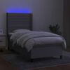 vidaXL Cama box spring c/ colch&atilde;o e LED 100x200 cm tecido cinza-claro
