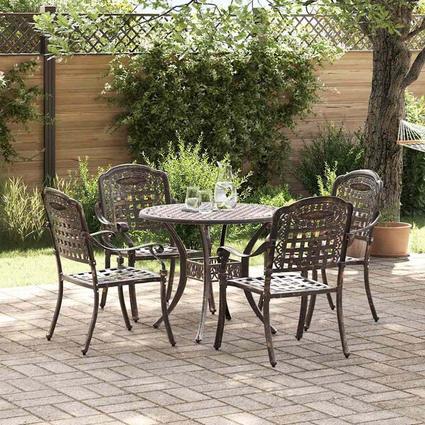 vidaXL Conjunto de Jantar para Jardim 5 pcs Bronze 90 x 90 x 75 cm